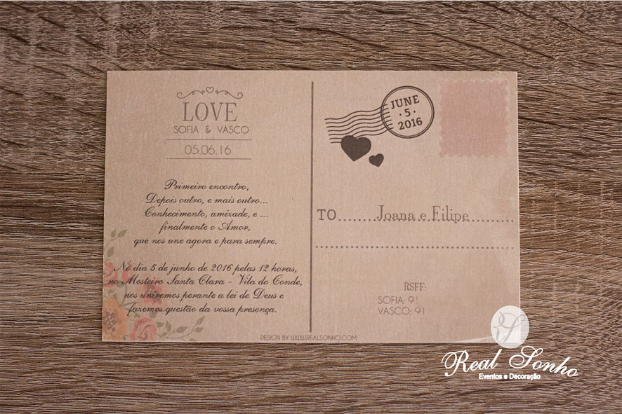 Convite de Casamento Postal CS-C008