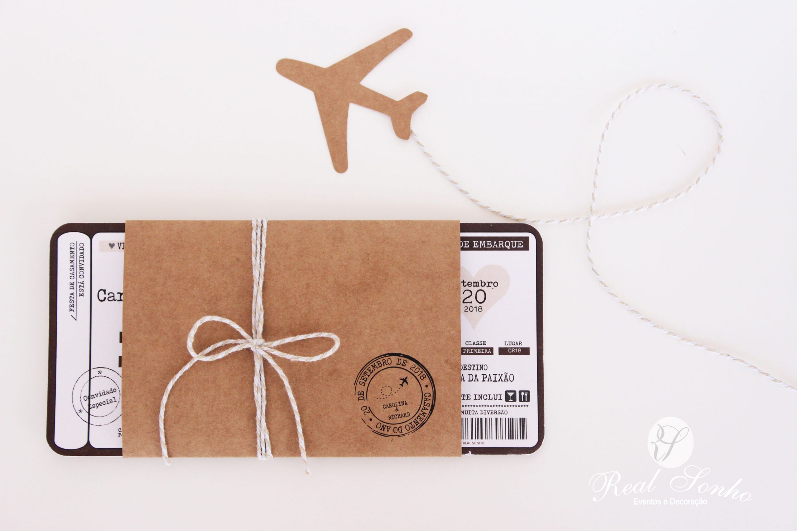 Convite de Casamento Bilhete de Avião CS-C040