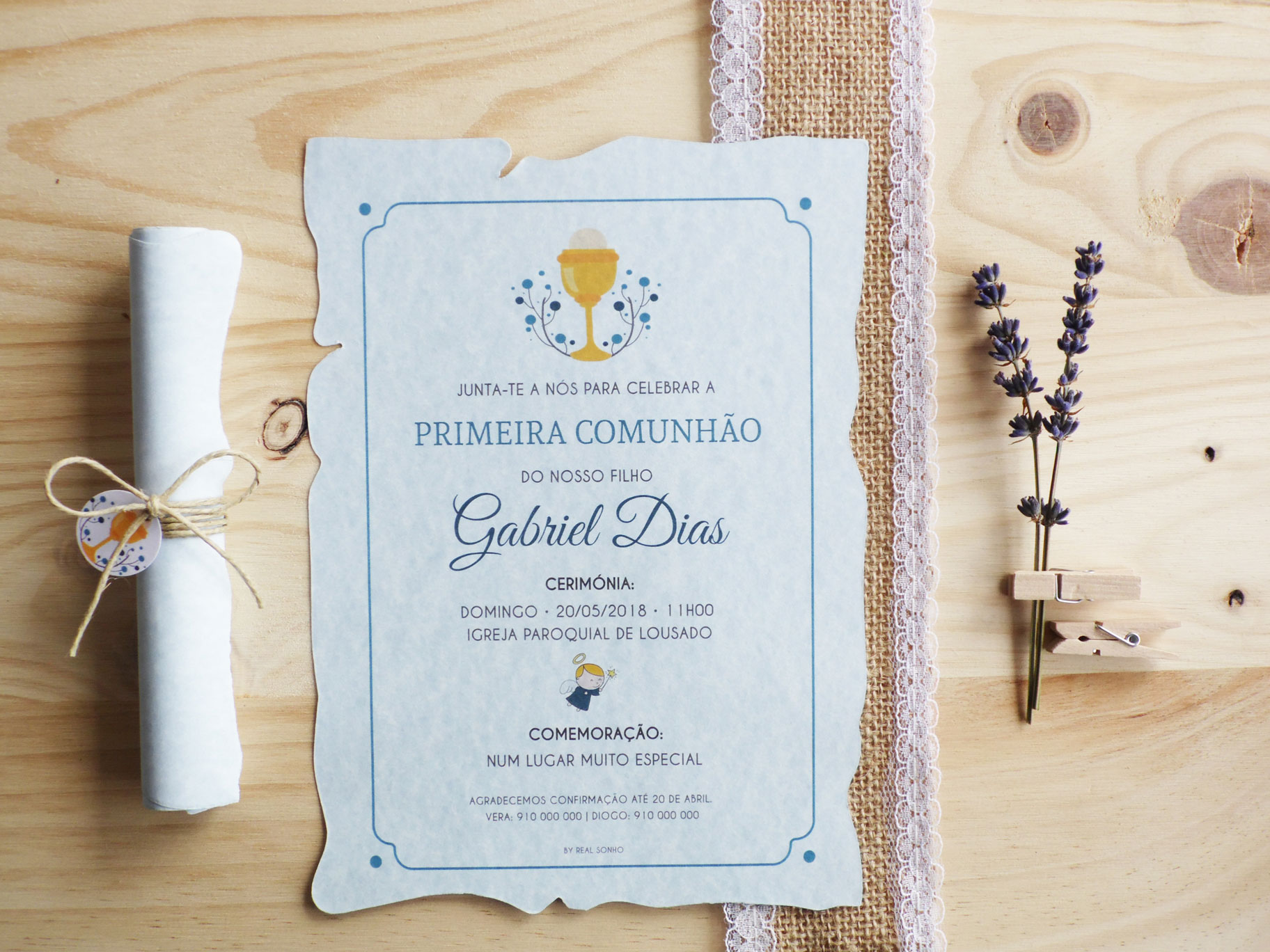 Convite de Comunhão Pergaminho I CM-C014 (menino)