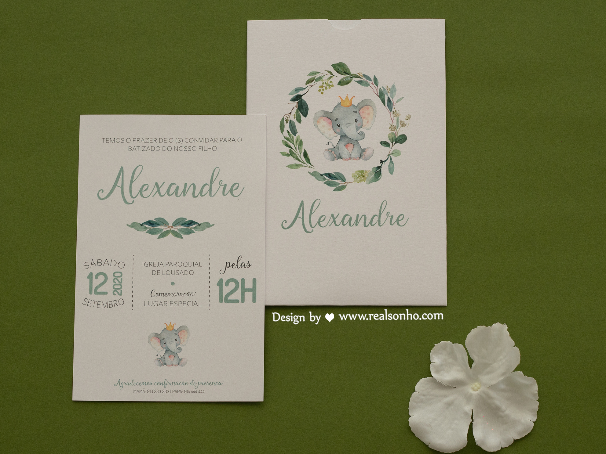 Convite de Batizado Elefante | BT-C038 (menino)