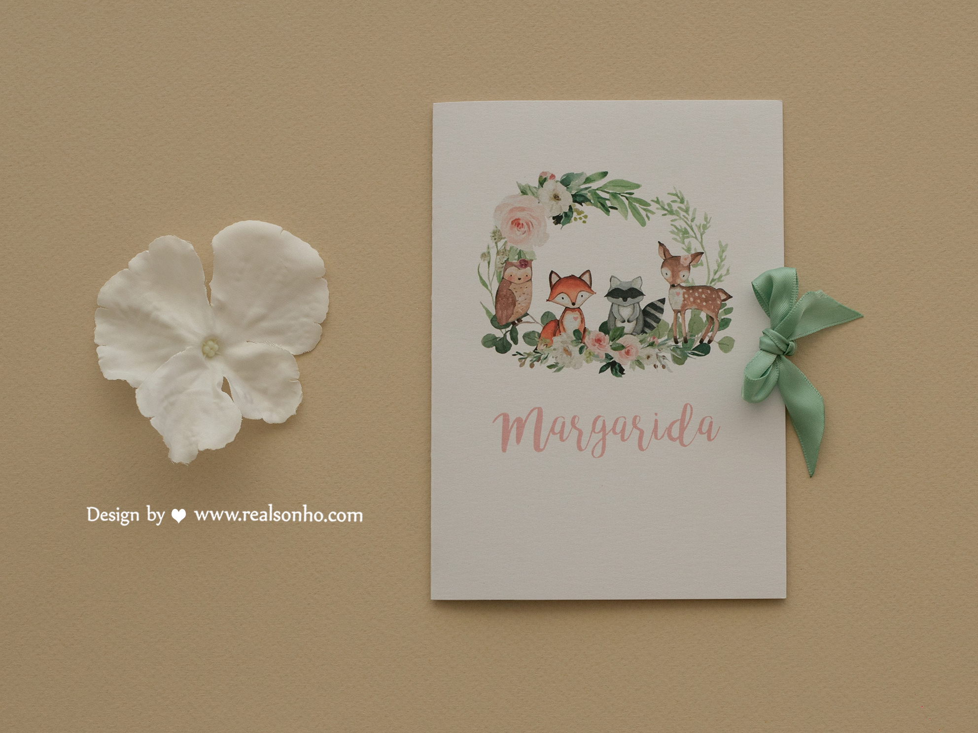 Convite de Batizado Animais do bosque | BT-C044 (menina)