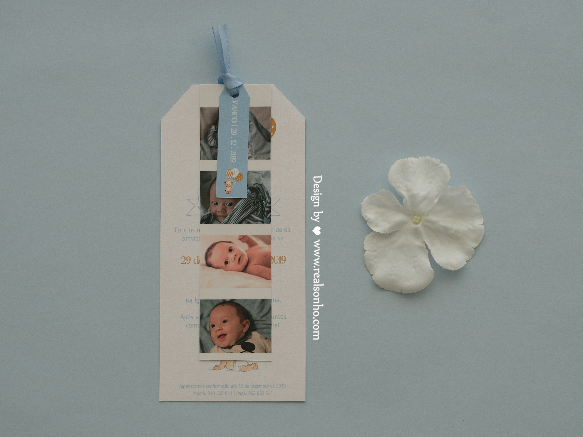 Convite de Batizado com fotos | BT-C077 (menino)