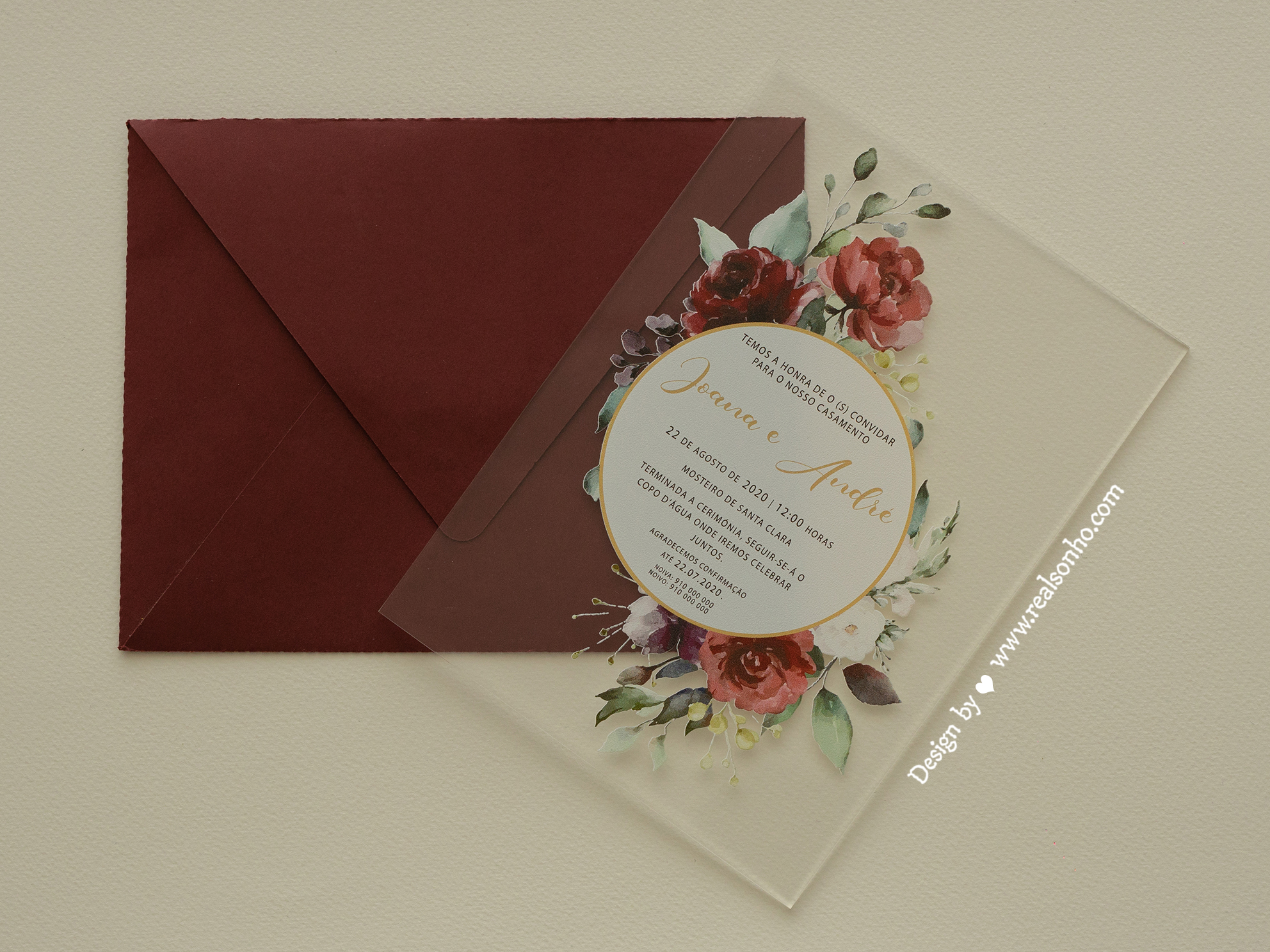 Convite de Casamento Marsala | CS-C103