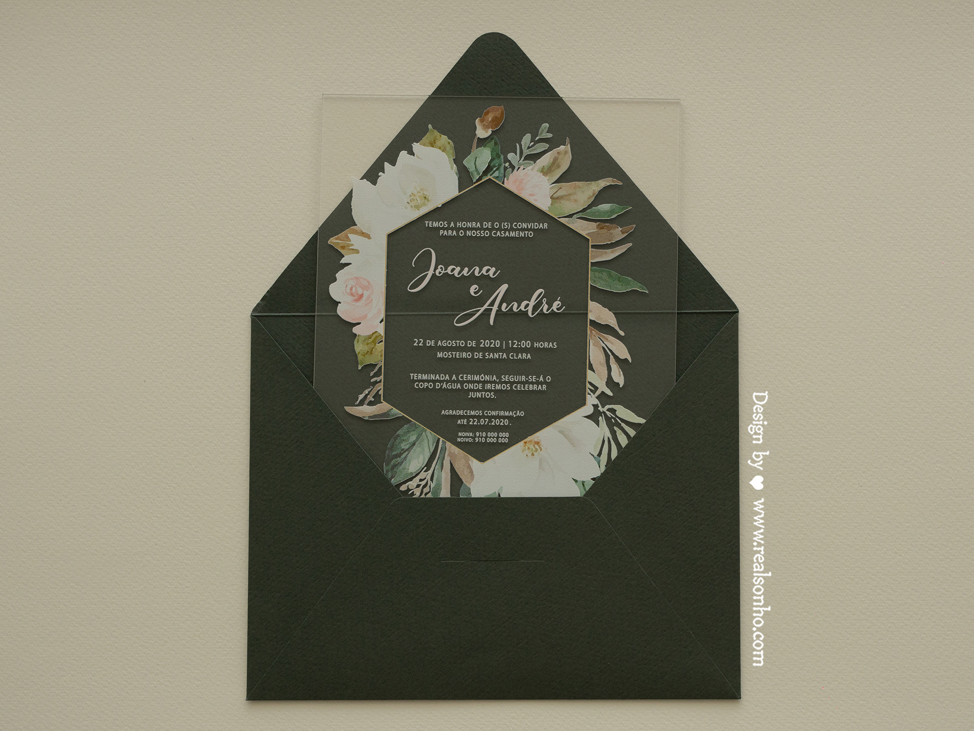 Convite de Casamento Acrílico Dusty Pink | CS-C104