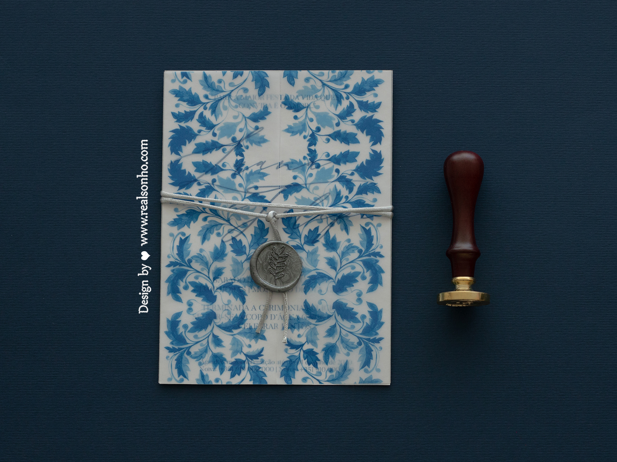 Convite de Casamento Pétalas Azuis | CS-C115