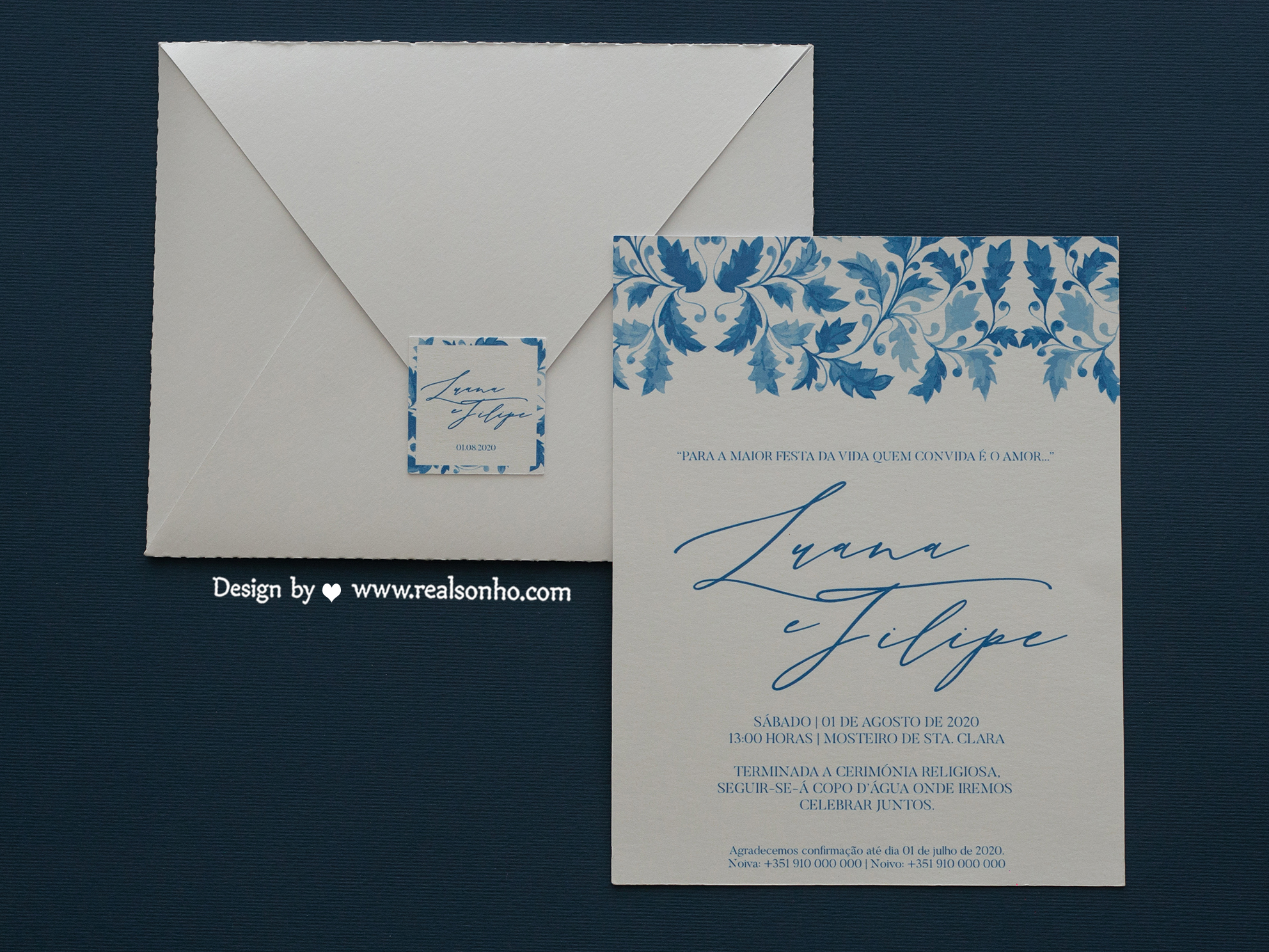 Convite de Casamento Pétalas Azuis | CS-C116