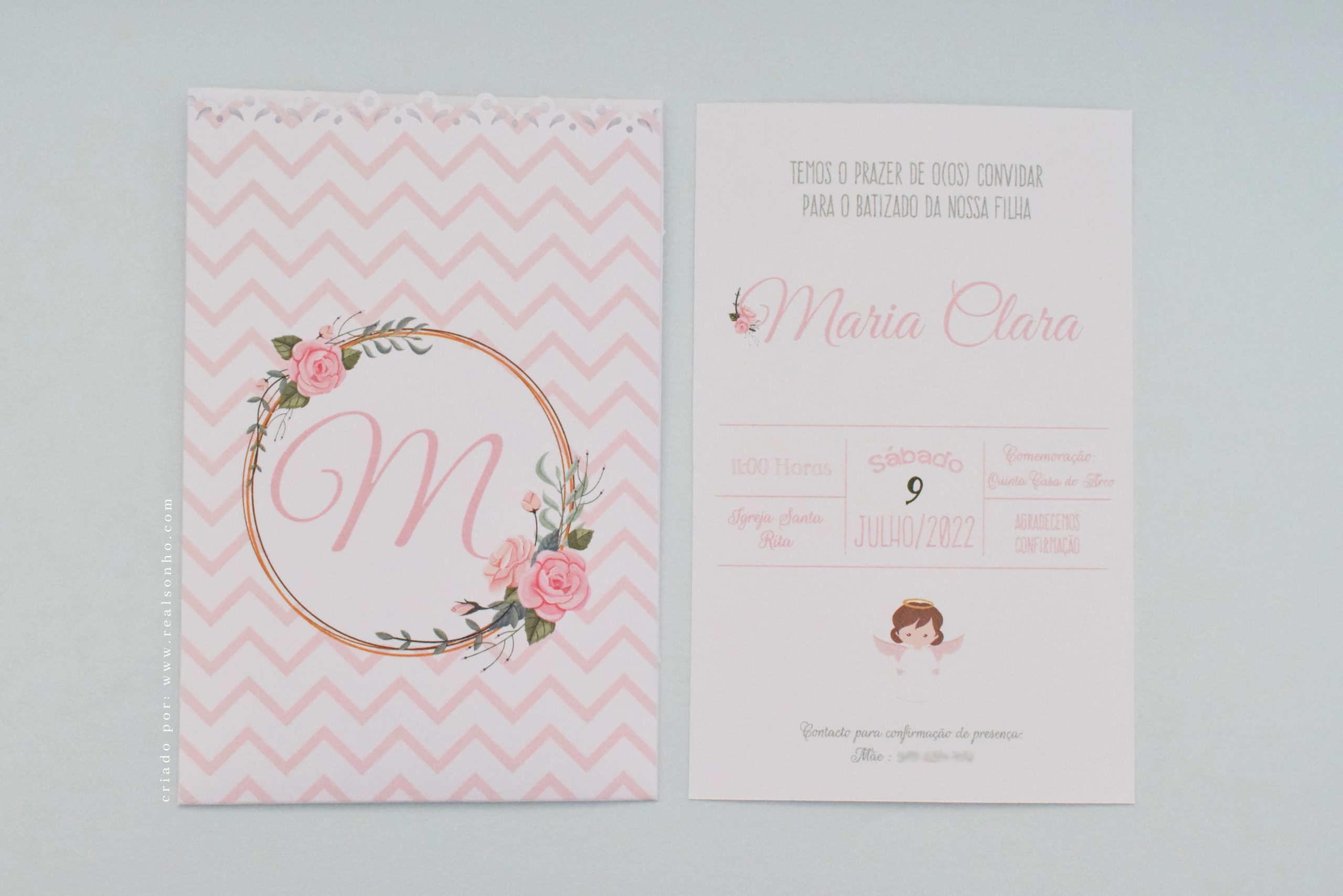 Convite de Batizado Inicial Menina | BT-C018