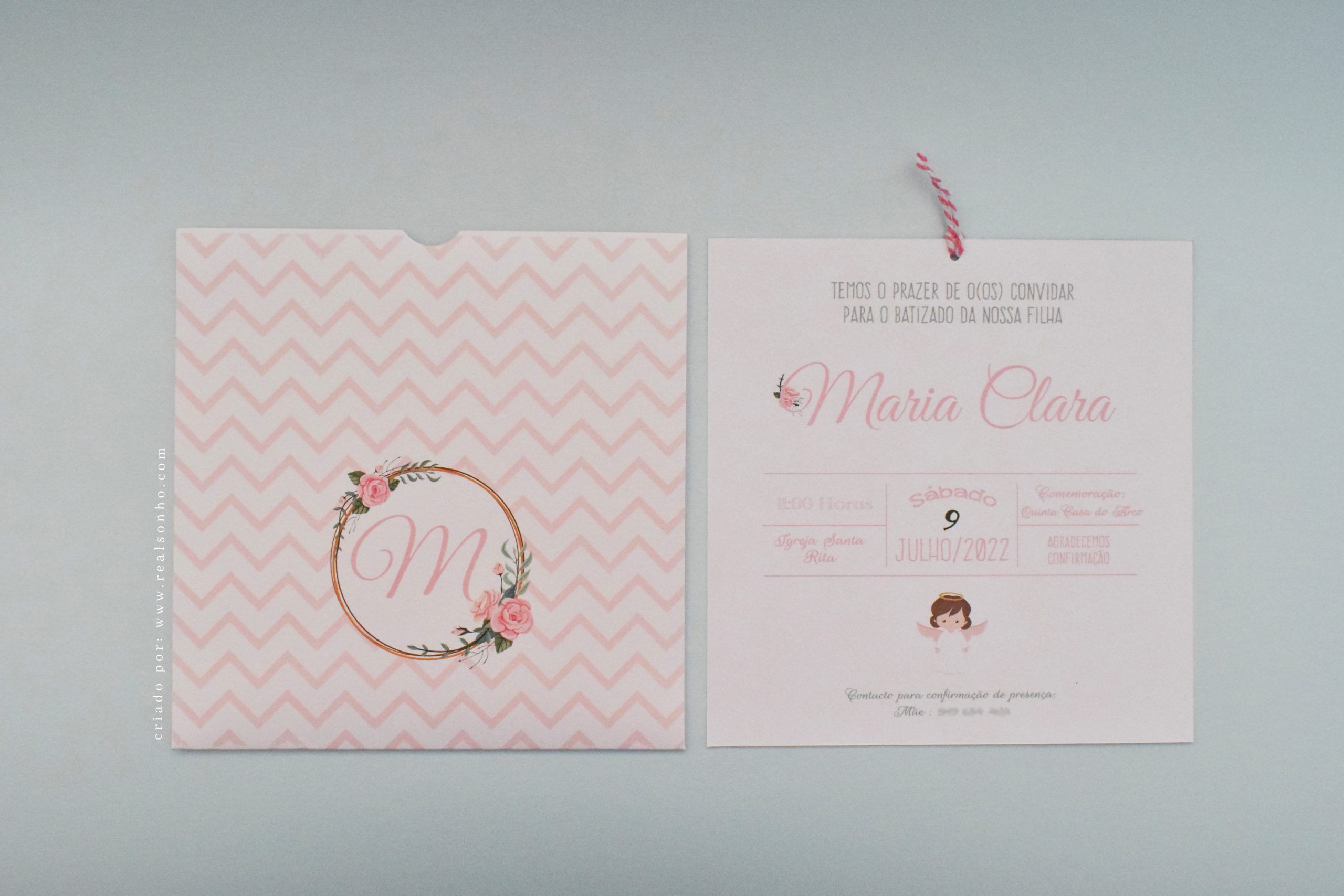 Convite de Batizado Inicial Menina | BT-C020