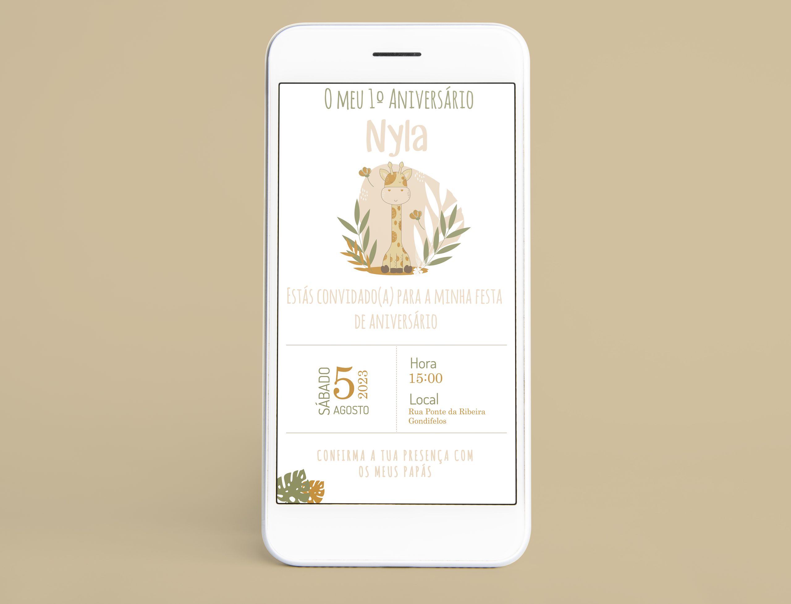 Convite Digital Girafinha | AN-CD006