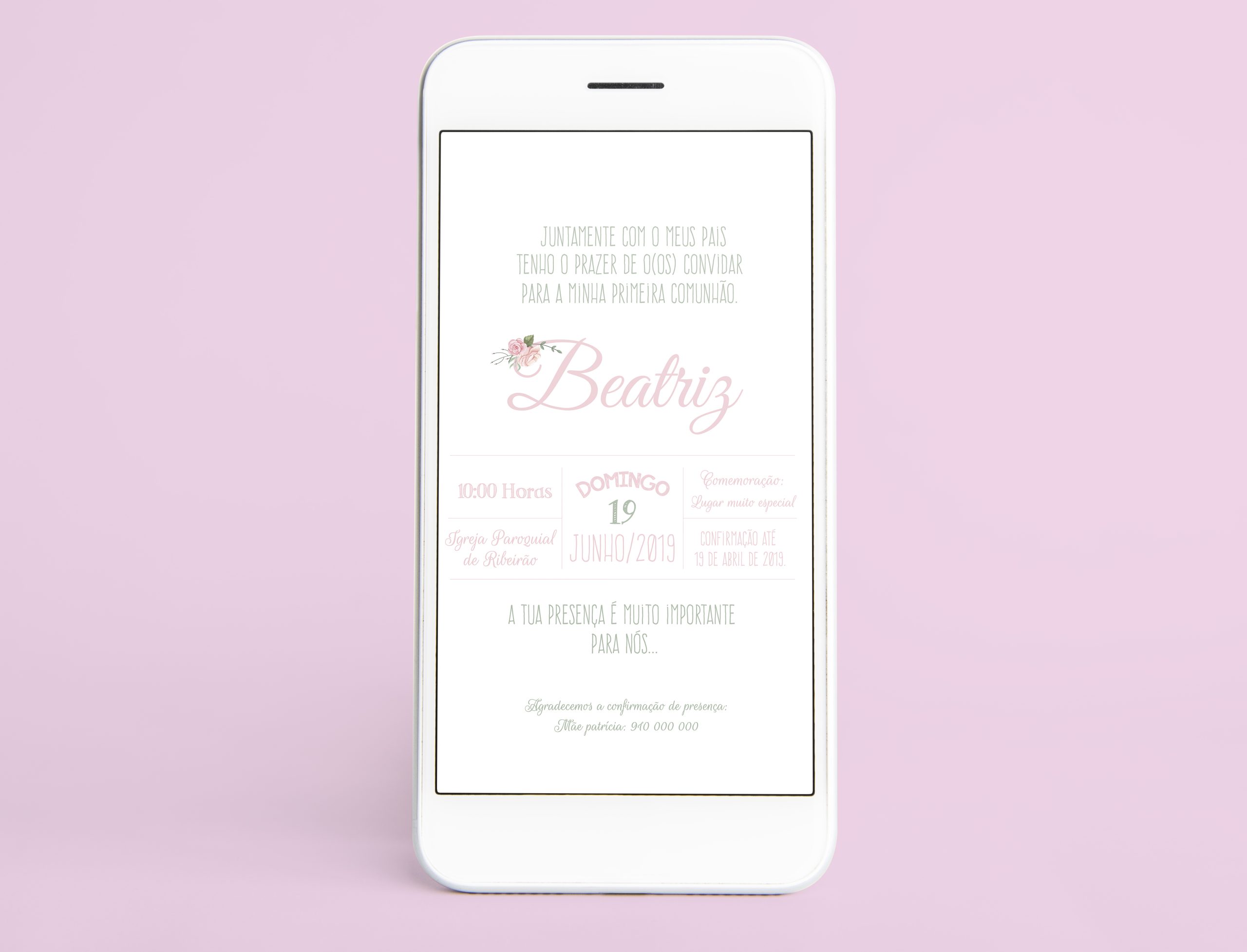 Convite Digital Comunhão Menina | CM-CD023
