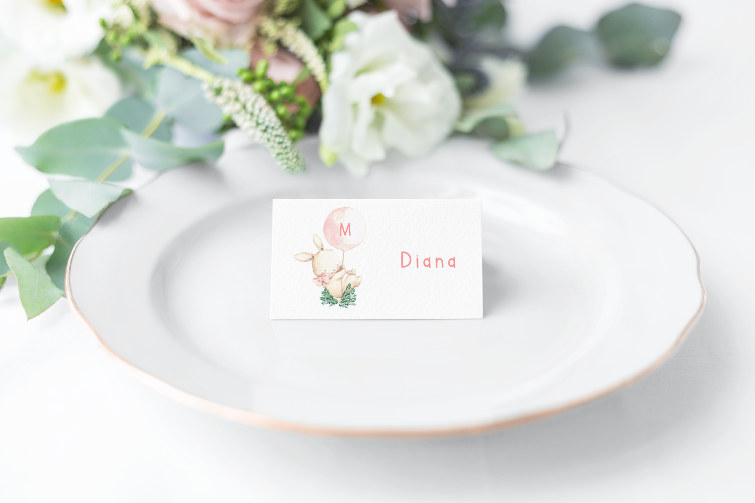 Ident. de convidados individual I Coelhinha Rosa |  BT-ICI040