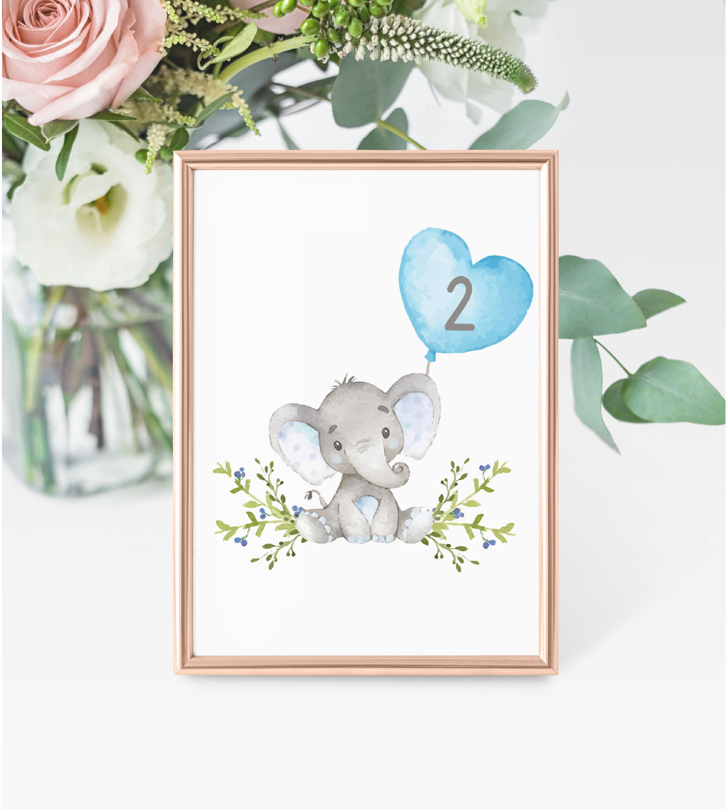 Ident. de mesa I Elefante com balão I BT-IMM041