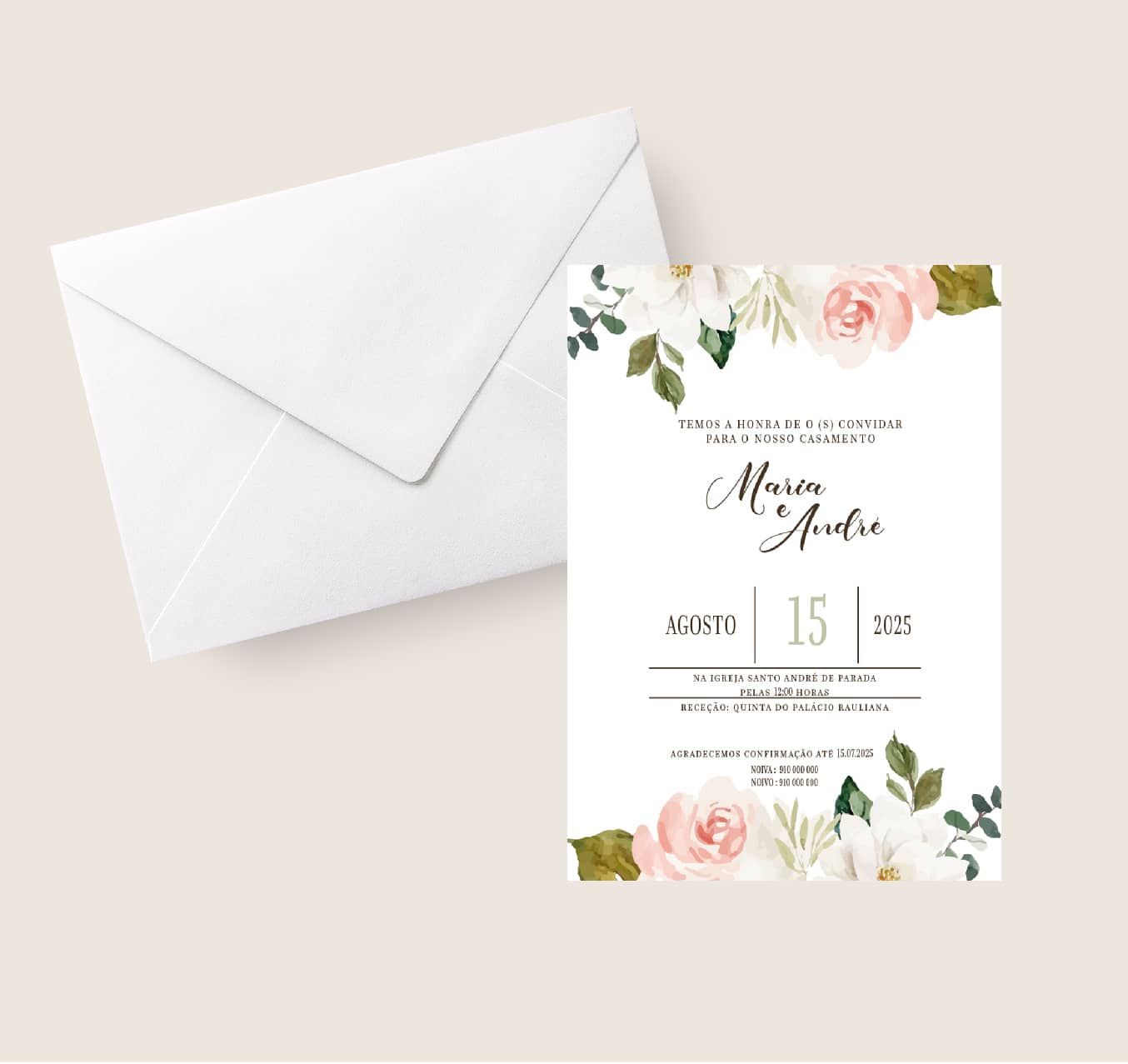 Convite de Casamento Envelope Branco 15x19 | CS-C201