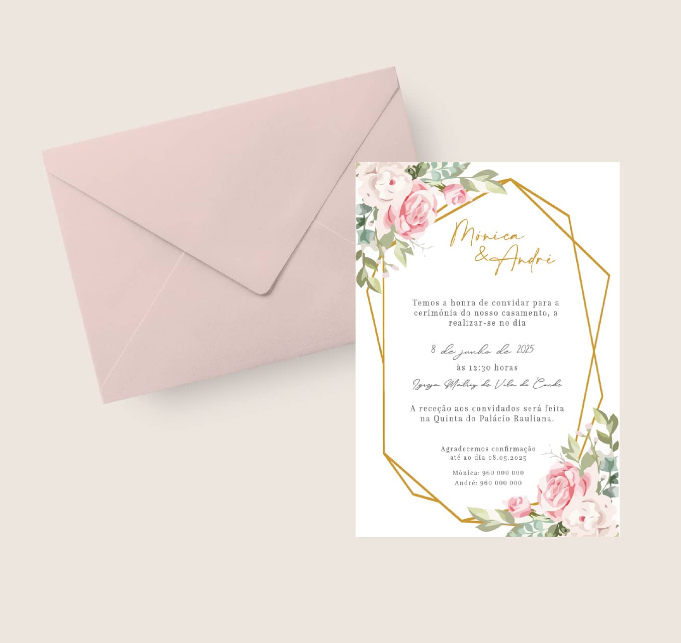Convite de Casamento Envelope Rosa 15x19 | CS-C203