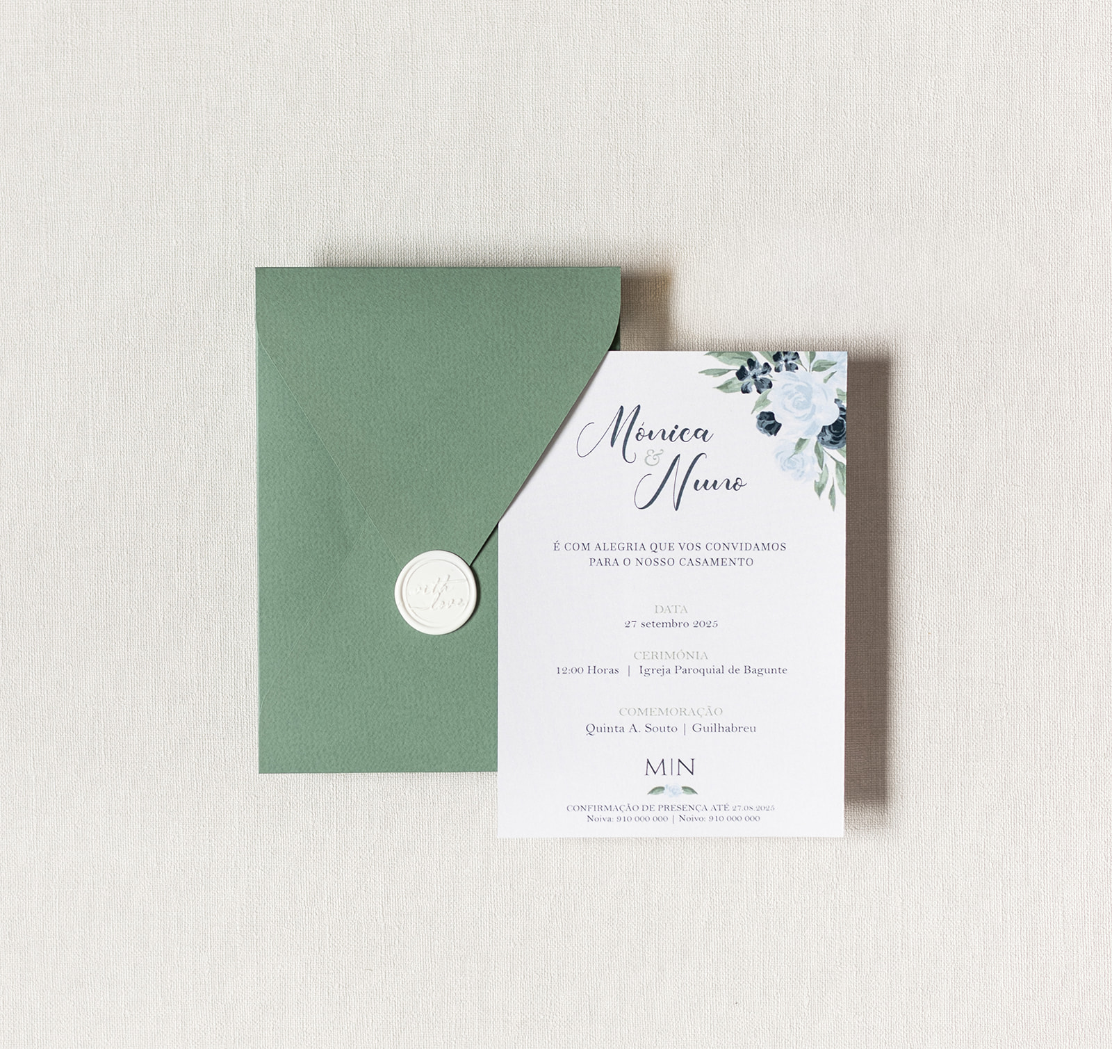 Convite de Casamento Verde Doce | CS-VD-PV601L