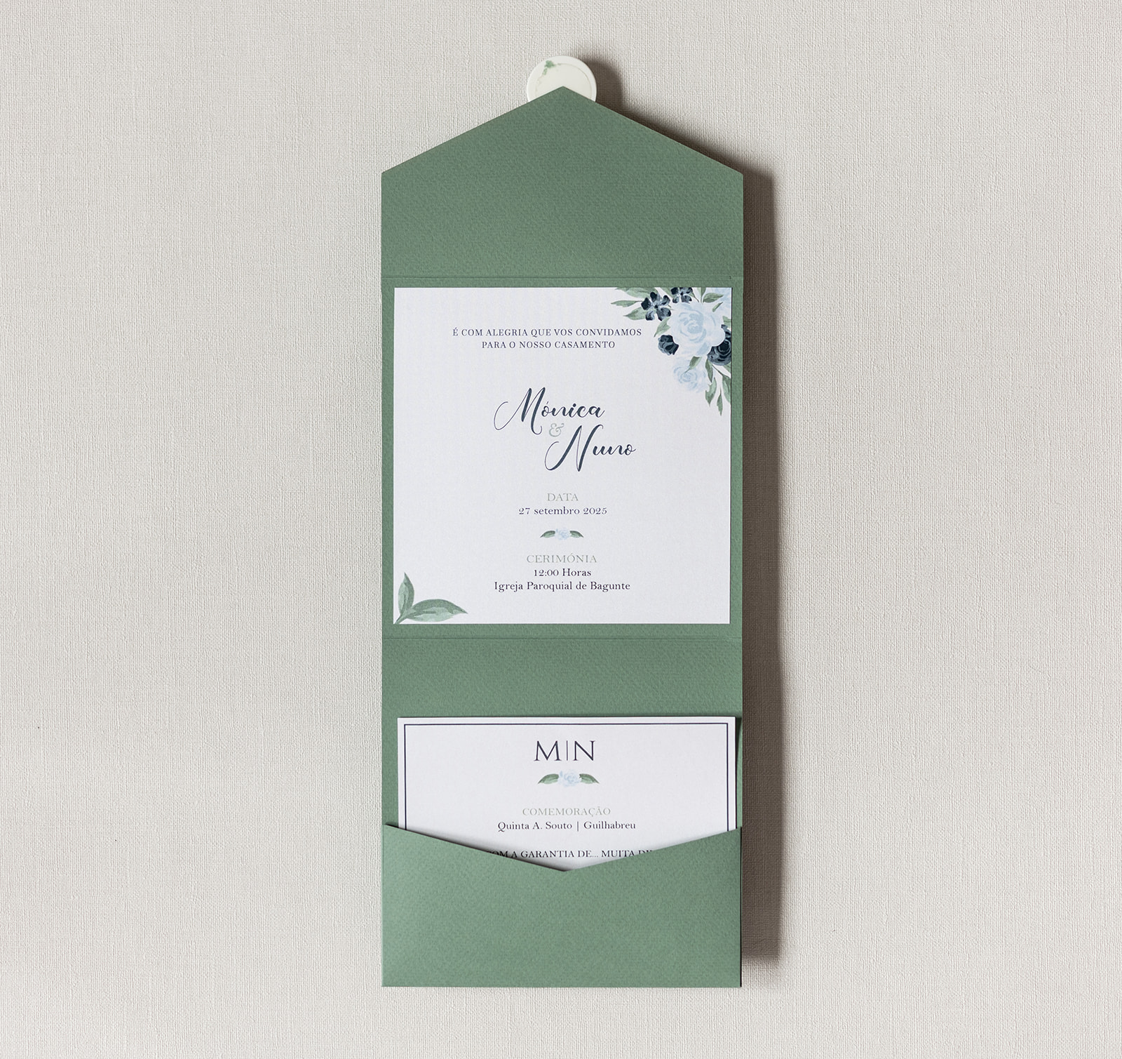 Convite de Casamento Verde Doce | CS-VD-POCK901L