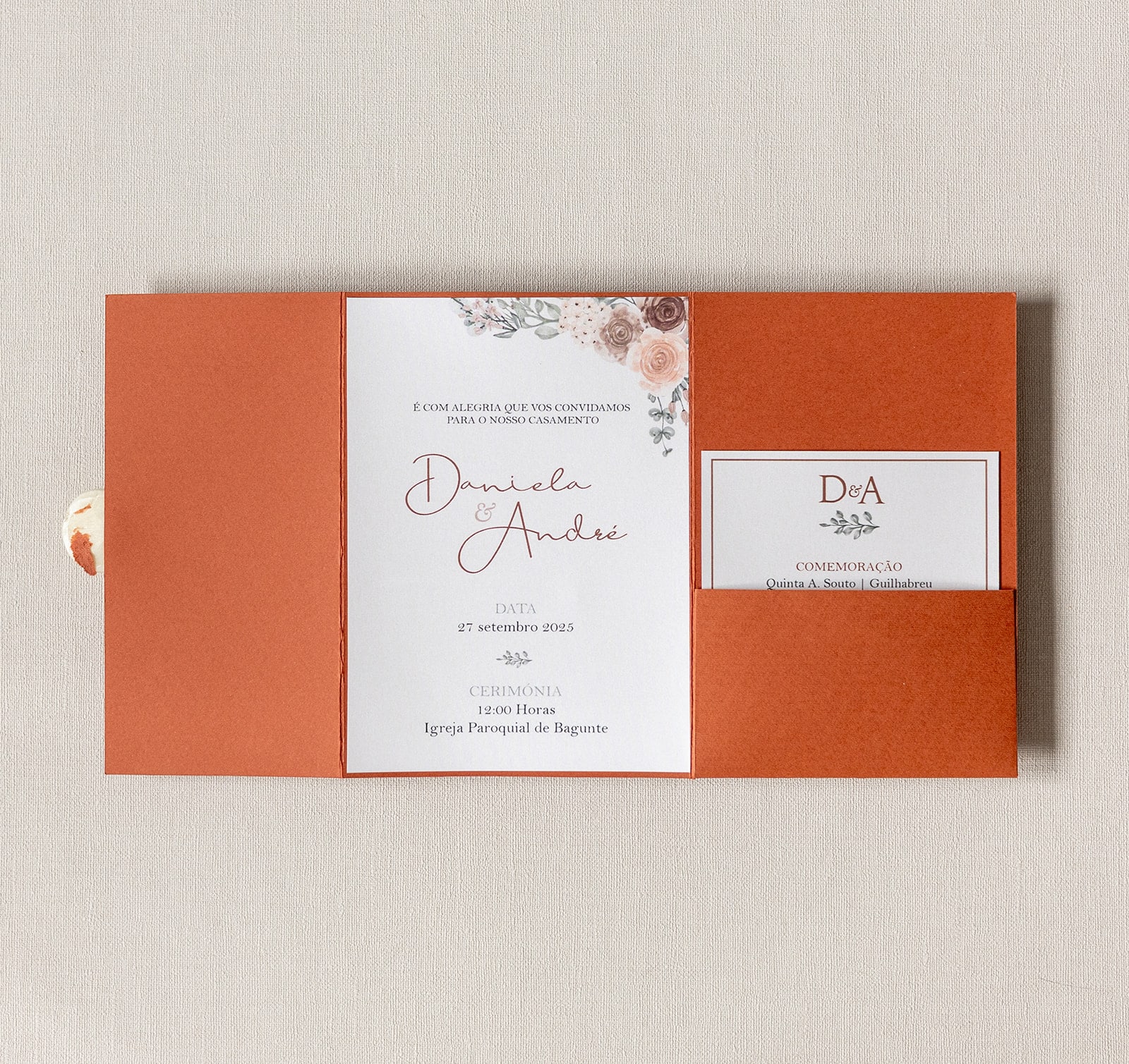 Convite de Casamento Terracota | CS-T-POCKH803L